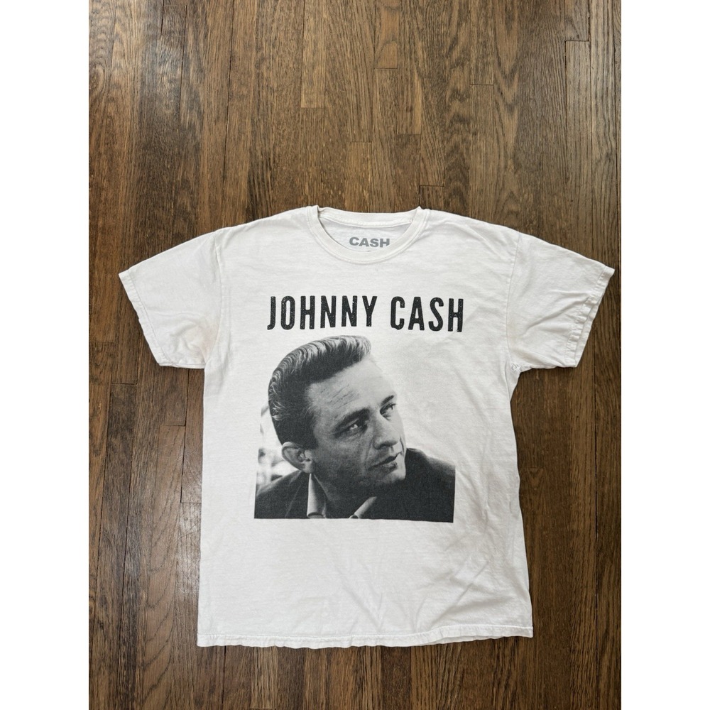Johnny Cash Radio City Music Hall 1986 Concert Graphic T-Shirt White Mens Medium